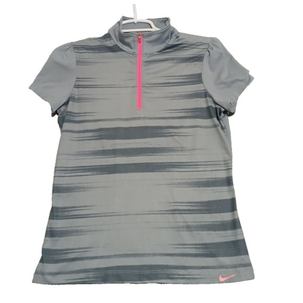 Nike Small Golf Tour‎ Performance Dri-Fit 1/4 Zip Cap Sleeve Striped Women's Top